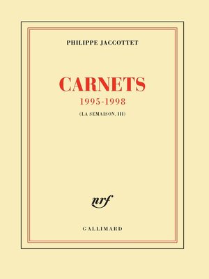 cover image of Carnets 1995-1998 (La Troisième Semaison)